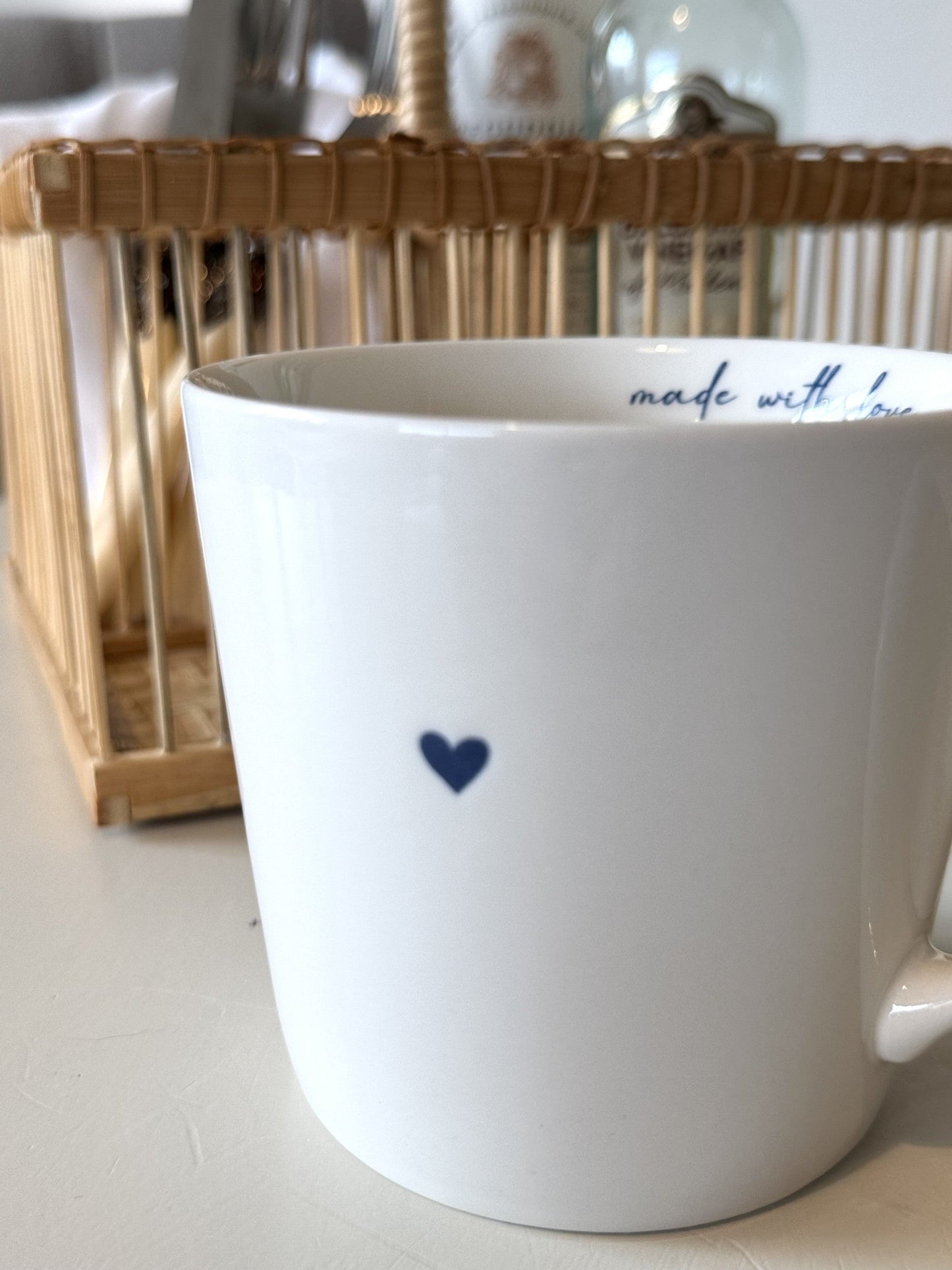 Blue and White Heart Mug