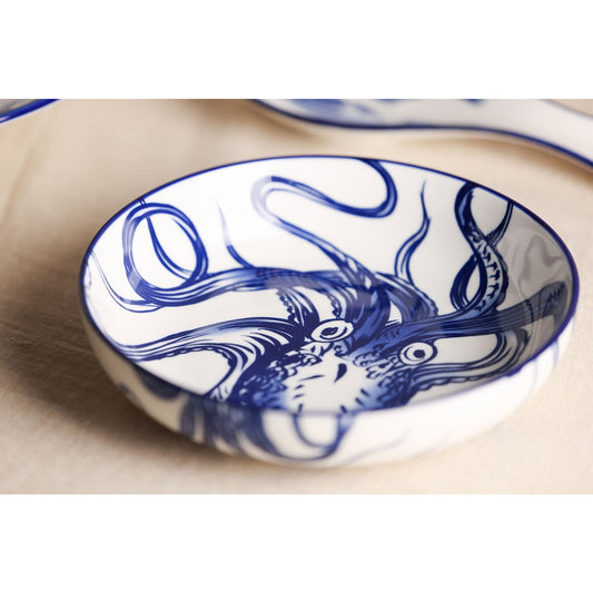 Blue and White Octopus Bowl